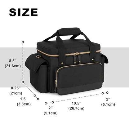 Damero DJ Cable File Bag with Detachable Dividers, Small Gig Cable Bag for Cords, DJ Gear, Sound Instrument and Accessories, Black