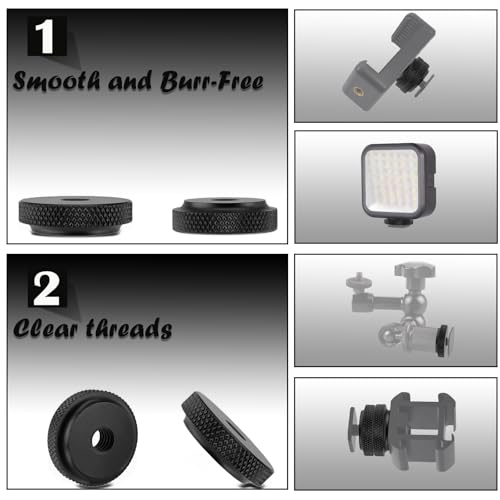 Camera Hot Shoe Mount Screw Adapter 1/4" to 1/4", BENACES 4-Pack Aluminum Alloy 1/4 Inch Nut Female Dual Thread Converter Connector for Heads, Tripods