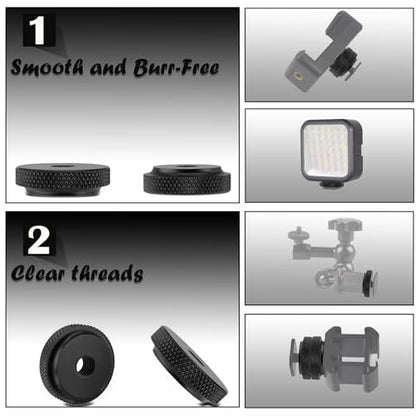 Camera Hot Shoe Mount Screw Adapter 1/4" to 1/4", BENACES 4-Pack Aluminum Alloy 1/4 Inch Nut Female Dual Thread Converter Connector for Heads, Tripods