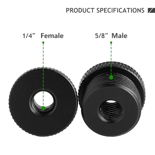 4 Pack Mic Stand Adapter 1/4 Female to 5/8 Male Screw Adapter Thread Tripod Screw Adapter for Microphone Stand Mount to Camera Tripod