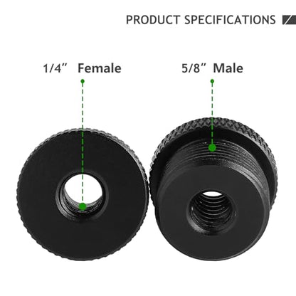 4 Pack Mic Stand Adapter 1/4 Female to 5/8 Male Screw Adapter Thread Tripod Screw Adapter for Microphone Stand Mount to Camera Tripod
