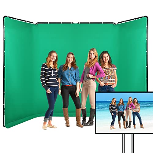 7.87ft x 13.12ft Portable Large Chromakey Green Screen Backdrop with Stand Photography Background Support System for Photo Studio Video Shooting, Live Streaming, Parties, Keying, Stage