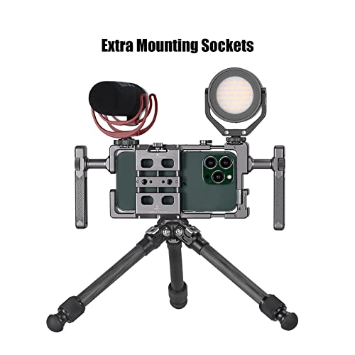 PCR-01 Smartphone Cage Universal Phone Video Rig Kit with Handle, Phone Stabilizer for Video Recording Cell Phone Filming Accessories