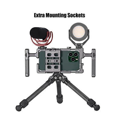 PCR-01 Smartphone Cage Universal Phone Video Rig Kit with Handle, Phone Stabilizer for Video Recording Cell Phone Filming Accessories