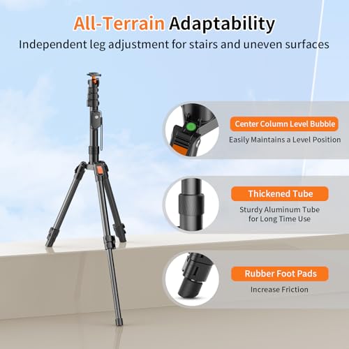 XXZU 75" Camera Tripod,Tripod For Camera Phone with Remote & 360° Ball Head,Aluminum Phone Tripod/Monopod,Camera Stand Tripod for iPhone/Canon/Nikon/DSLR/Digital Camera Accessory Kits,Max Load 17.64lb - size: 75in