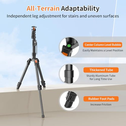 XXZU 75" Camera Tripod,Tripod For Camera Phone with Remote & 360° Ball Head,Aluminum Phone Tripod/Monopod,Camera Stand Tripod for iPhone/Canon/Nikon/DSLR/Digital Camera Accessory Kits,Max Load 17.64lb - size: 75in