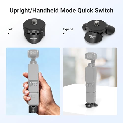 NEEWER Mini Tripod Compatible with DJI Osmo Pocket 4 & 3, Small Desktop Gimbal Camera Holder Mount Stand with 1/4" Screw Compatible with Insta 360 X5 X4 X3, Upright/Handheld Mode Switch, AC051 - style: AC051