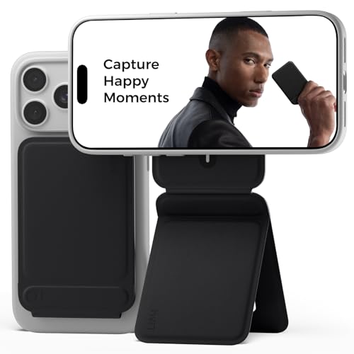 MOFT Phone Tripod Stand Selfie Stick for iPhone, Multi-Angles iPhone Stand, Lightweight & Portable Phone Holder, Strong Magnets, MOVAS Vegan Leather, Travel Essentials, Jet Black (Without Card Slot) - color: Jet Black x Without Card Slot, size: Without Ca