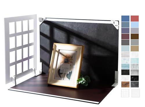 Product Photography Backdrop Kit, 11.7 x 16.5 in, 12 Double-Sided Backdrops | 24 photo background designs, foldable backdrop board and shadow props for food, skincare, jewelry and handmade products. - color: Dark