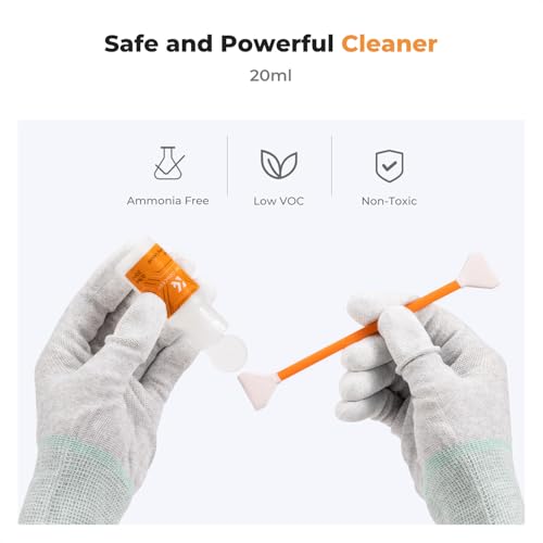 K&F Concept Full Frame Sensor Cleaning Kit, Mirrorless Camera Cleaner Kit - 20ml Sensor Cleaner, 10 X 24mm Double-Tipped Full Frame Sensor Cleaning Swabs & Gloves - size: 24mm