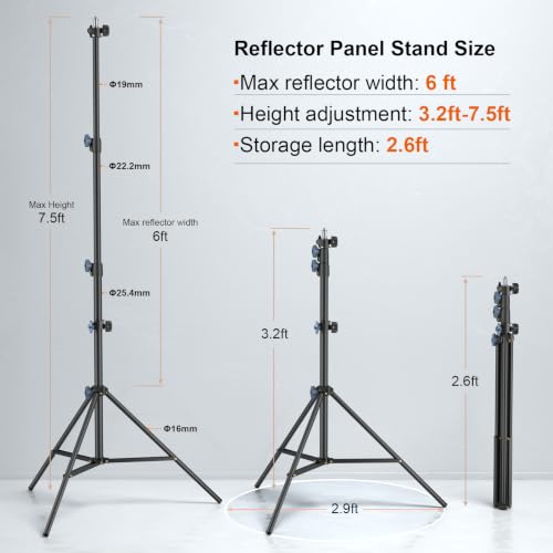 LINCO Lincostore 90“ / 7.5ft Studio Photography Photo Light Stand/Reflector Panel Stand with Reflector Holder