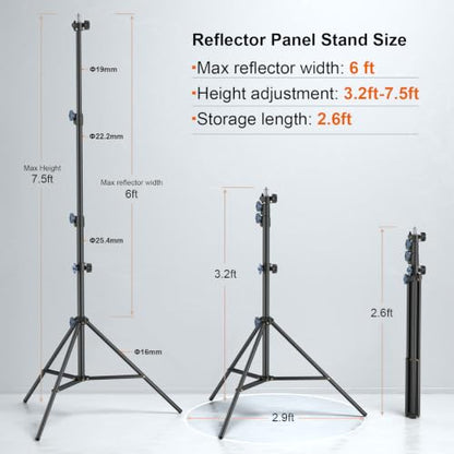 LINCO Lincostore 90“ / 7.5ft Studio Photography Photo Light Stand/Reflector Panel Stand with Reflector Holder