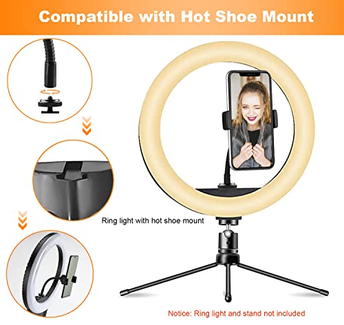 Ring Light Phone Holder Universal Phone Holder for Ring Light with 1/4 and Hot Shoe Adapter, Flexible Phone Mount for RingLight and Tripod Stand - size: Standard