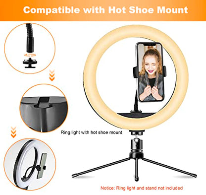 Ring Light Phone Holder Universal Phone Holder for Ring Light with 1/4 and Hot Shoe Adapter, Flexible Phone Mount for RingLight and Tripod Stand - size: Standard