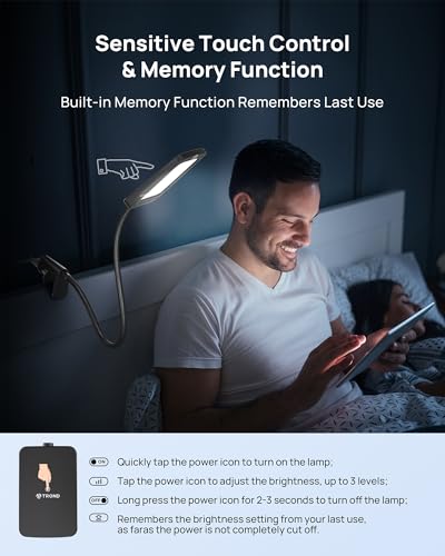 TROND LED Desk Lamp with Clamp, 1000LM Super Bright 3-Level Dimmable Desk Light 6000K Daylight, Extra-Long Flexible Gooseneck Clip on Light, Eye-Care Clamp Lamp for Painting, Workbench,Reading - style: Type B Clip Lamp