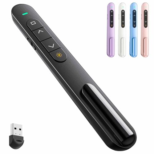 QUI Presentation Clicker with Volume Control, 2.4GHz USB Wireless Presenter Remote, PowerPoint Clicker Slide Advancer Compatible with Mac, Windows, Google Slides, Keynote - color: Black, size: S