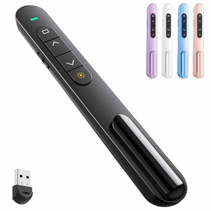 QUI Presentation Clicker with Volume Control, 2.4GHz USB Wireless Presenter Remote, PowerPoint Clicker Slide Advancer Compatible with Mac, Windows, Google Slides, Keynote - color: Black, size: S