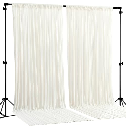 Beige Backdrop Curtains-Wrinkle-Free Polyester Photography Drapes Party Curtain Background for Baby Shower Wedding Decorations- 8 X10FT (Beige) - color: Beige, size: W4' x H10'(2 panels)