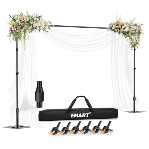 EMART Backdrop Stand,10x7ft(WxH) Adjustable Photo Background Stand with Upgrade Rod,Heavy Duty Flat Base,Metal Pipe and Drape Frame for Wedding,Birthday Party,Decorations,Photography Studio - size: 10x7ft