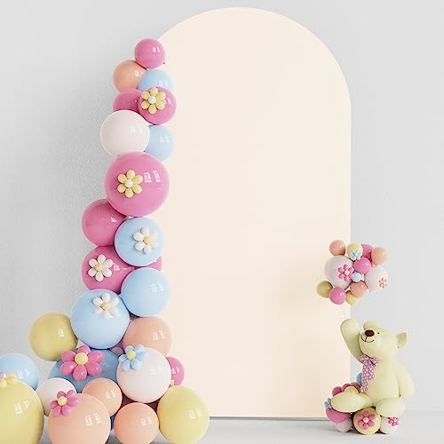 Putros Arch Backdrop Cover, 7.2ft, Arch Covers Stretchy Backdrop, Beige, Spandex Fitted Wedding Arch Cover, Round Top Chiara Backdrop Covers for Birthday Party, Baby Shower Decoration - color: Beige, size: 7.2FT