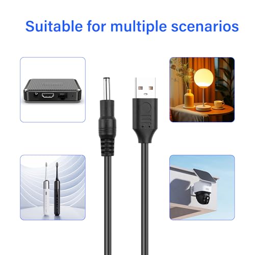 SinLoon USB to DC 3.5x1.35mm Power Cable 5V2A 10FT (3m) CCTV Camera Charging Cable for IP Cameras/LED Lights/Set-Top Boxes, Pure Copper Core