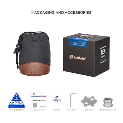 LEOFOTO Low Profile Camera Tripod Ball Head, 91mm Aluminium Ball Head with 1/4" Quick Release Plate, 360° & 90° Tilt Panoramic Ball Head, 3/8" Mounting Screw for Slider/Tripod/Monopod, Max Load 44lb - color: Lever Release, 91mm, with QR Plate, Max Load 44
