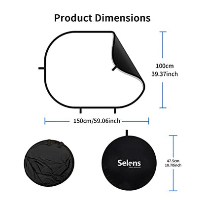 Selens Black White Backdrop 59x39.3inches Pop Up Collapsible Background with Carrying Bag for YouTube Streaming Photo Studio Photography - color: Black White, size: 39 x 59 inches