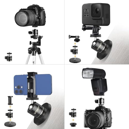 UTEBIT Magnetic Camera Mount for Action Camera, 66lb Strong Magnetic Mount with 360° Rotation Ball Head for Car or Magnetic Surfaces, Compatible with Gopro Hero 13, DJI Osmo Action Osmo Nano, Insta360 - size: 88MM