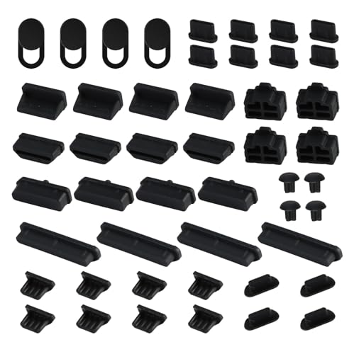 48 Pack USB Dust Cover Cap, Silicone Multi-Type Port Plug Protector Cover for Computer, Micro USB C Webcam Cover Slide Lightning USB2.0/3.0 RJ45 HDMI SD Audio DP Ports (10 Types)