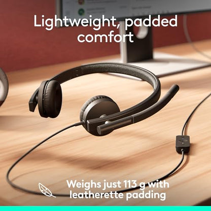 Logitech H570e USB Headset with Microphone for PC and Mac, USB-C Wired Headset with Stereo Sound, Noise-Canceling Mics and Inline Controls, Certified for Microsoft Teams, Black (Pack of 12) - size: Teams (Pack of 12), style: Stereo