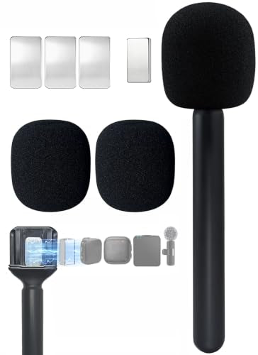 Microphone Holder for DJI Mic Mini/2/3, Universal Mic Mini Accessories for RØDE and All Wireless Mini Microphone, Magnetic Microphone Handle for Vlog, TIK Tok, Reports, Podcast, Interview - color: 2x Black, size: 1 Pack