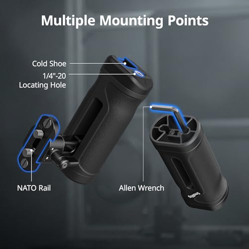 SmallRig NATO Clamp Mini Side Handle with NATO Rail & 1/4''-20 Locating Screw, Ergonomic Camera Side Handle for Left and Right Hand, 30mm/1.2in Up and Down Adjustable, Max. 10kg Payload - style: NATO + 1/4''-20 Locating Screw