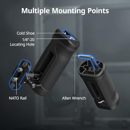 SmallRig NATO Clamp Mini Side Handle with NATO Rail & 1/4''-20 Locating Screw, Ergonomic Camera Side Handle for Left and Right Hand, 30mm/1.2in Up and Down Adjustable, Max. 10kg Payload - style: NATO + 1/4''-20 Locating Screw