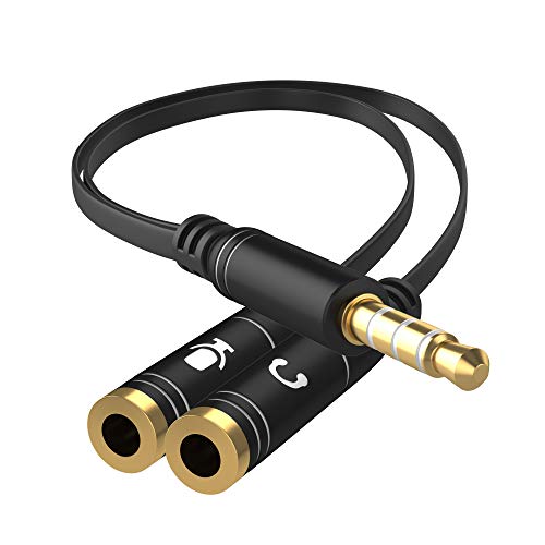 Headphone Splitter Adapter, 3.5mm Audio + Mic 4 Pole TRRS Splitter (3.5mm Male to 2X 3.5mm Female) Jack Y Cable Compatible for Gaming Headset to PS4/Xbox One/Phone/Laptop CTIA - 8inch/20CM