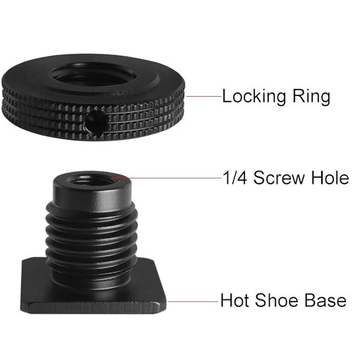 Aluminum Alloy Hot Shoe Adapter Camera Side Hole Reinforced Round Plate Cold Shoe Mount Conversion Screw 1/4 Male to 1/4 Male Suitable for Magic Arms Video Lights Monitors
