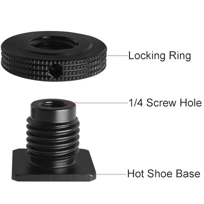 Aluminum Alloy Hot Shoe Adapter Camera Side Hole Reinforced Round Plate Cold Shoe Mount Conversion Screw 1/4 Male to 1/4 Male Suitable for Magic Arms Video Lights Monitors