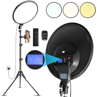 MACTREM 14in Large Ring Light with 71" Tripod Stand/Phone Clip,LCD Display 40W 6000K Full-Screen Selfie Ring Light for Live Stream, YouTube, TikTok, Video Recording, Makeup,Barber,Tattoo,Photography - size: 14 inch with Tripod Stand
