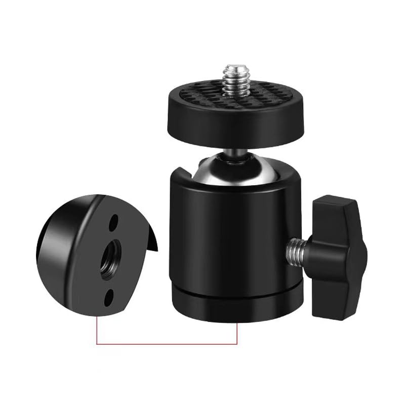 3 Pack Mini Ball Head 1/4'' Screw Swivel Tripod Head Mount 360 Degree Rotating Base Adapter Ballhead for Camera Tripod Dash Cam Phone Clip Photography Light Stand Boom Arm Selfie Stick