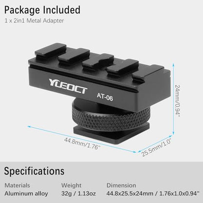 2in1 Finder Mounting Adapter 11mm 20-21mm Picatinny Dovetail Rail w 1/4" Hole for Finderscope Guide Scope Red Dot Reflex Sight Mount DSLR Camera Hotshoe Coldshoe Hot Cold Shoe (Updated Version)