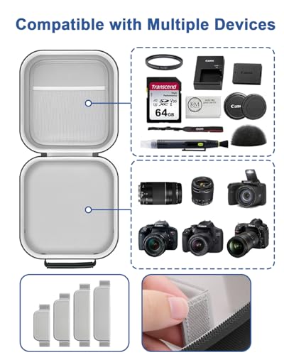 Krypthos Travel Camera Storage Case Compatible with Canon EOS Rebel T7/ R100/ R50/ 90D/ 2000D for Nikon D7100/ D7500 Sony Alpha ZV-E10, Camera Protective Storage Holder Organizer Bag Carrying Bag