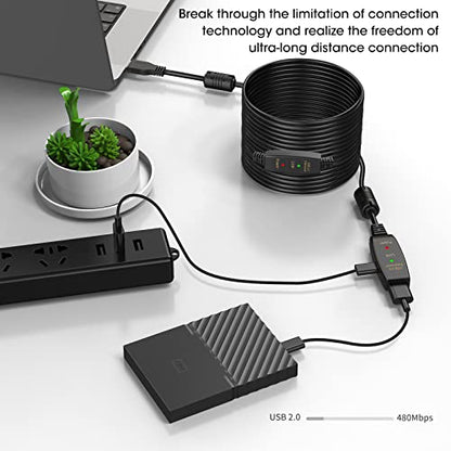 30FT Active USB Extension Cable 2.0 Male to Female with A Extension chipset Signal Booster - Active Extension/Repeate - color: USB 2.0 Extension Cable Black, size: 30FT