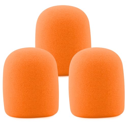 LEFXMOPHY SM57 Windscreen for Shure SM57 / 545 / Beta SM57A Series Mics Pop Filter Replacement for A2WS Microphone Spongue Windscreen 3-Pack Orange Foam Cover - color: 3-PACK ORANGE