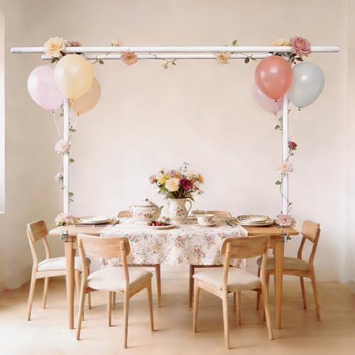 Beyeutao Over the Table Backdrop Stand with Clamps Double Crossbar 16"-87" Length 16"-45" Height Adjustable White Photo Backdrop Stand with Clamps Background Stand Metal Photo Background Stand - color: White, size: 16-87 Inches (Double Rod)