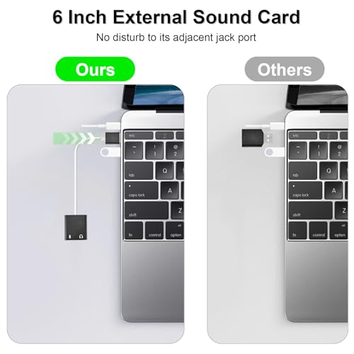 QAJOPFN USB Audio Adapter, External Sound Card for PC and Laptop，USB Microphone Adapter to 3.5mm(1/8 inch) for Headphone, Speaker and Microphone Jack, Plug and Play
