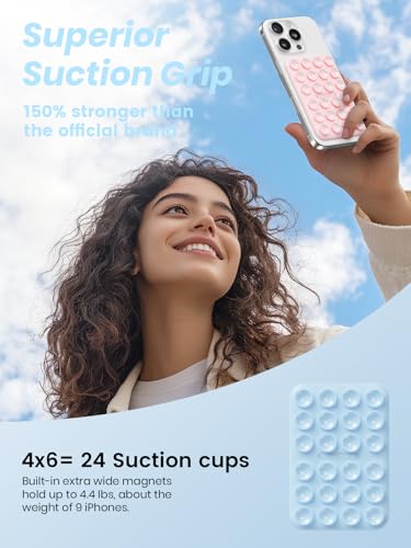 Klearlook 2Pack Magnetic Suction Phone Mount for MagSafe Case, Sticky Phone Grip Holder for iPhone, Removable Hands-Free Selfie/Video for TikTok Influencers, Women Girl Gift, Light Pink & Light Blue - color: Light Pink & Light Blue