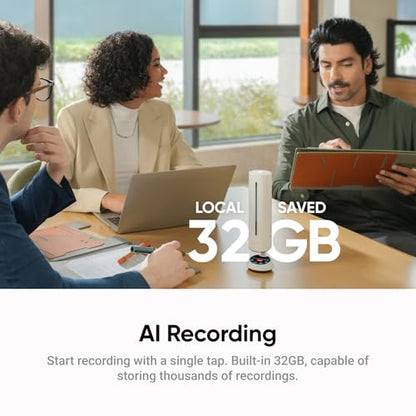 Insta360 Wave AI Conference Speakerphone with Bluetooth, Noise-Canceling Mics, Beamforming, Zoom Certified, AI Transcription & Summary, 32GB Storage for Meetings, Podcasts, Home office and Livestreams - color: Graphite Black