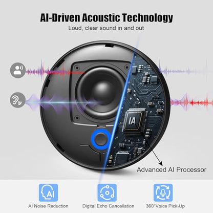 CM900 Conference Speaker and Microphone, 4 AI Mics 360° 20ft (7m) Voice Pickup, Noise Reduction, USB C & Bluetooth 5.3 (20m & 66ft) Speakerphone for 16 People, Compatible with Leading Platforms - color: Blue