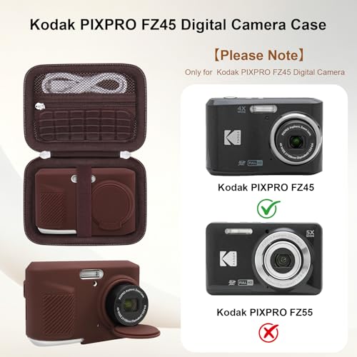 Case for Kodak PIXPRO FZ45 Digital Camera (Hard Case + Soft Silicone Cover) | Kodak PIXPRO FZ45 Digital Camera Hard Carrying Case and Soft Silicone Protective Case with Removable Lens Cover, Brown - color: Brown