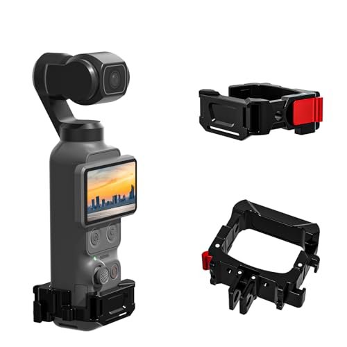Expansion Adapter Frame Accessories Compatible with DJI Osmo Pocket 4/4Pro/3/Xtra Muse Aluminum Alloy Action Camera Protective Cage, Metal Bracket Mount with 1/4" Screw Holes/Gopro Adapter/Cold Shoe