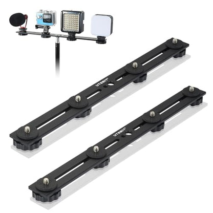 UTEBIT Straight Flash Mount 1/4-3/8 Thread Hole Tripod Mount, 13 inch Flash Bracket with 1/4“ Hot Shoe, Long Dual Speedlite Tripod Mount Bracket Extension Bar for DSLR Camera/LED Light/Microphone - size: 13 Inch